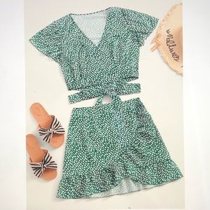 Green Floral Two Piece